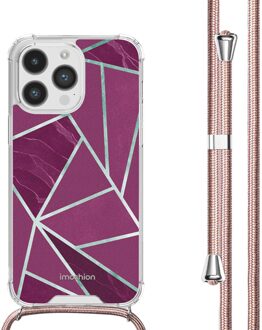 Imoshion Design hoesje met koord voor de Apple iPhone 14 Pro - Bordeaux Graphic Meerkleurig - 6.1