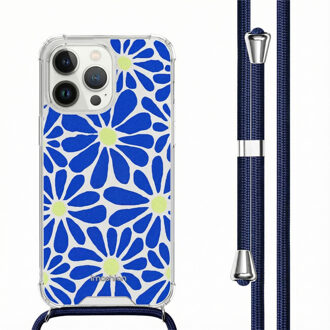 Imoshion Design hoesje met koord voor de Apple iPhone 14 Pro - Cobalt Blue Flowers Connect Meerkleurig - 6.1