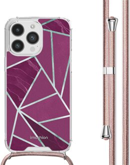 Imoshion Design hoesje met koord voor de Apple iPhone 14 Pro Max - Bordeaux Graphic Meerkleurig - 6.7