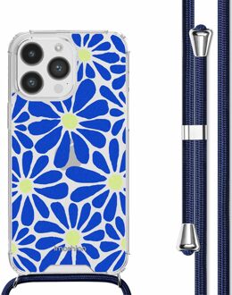Imoshion Design hoesje met koord voor de Apple iPhone 14 Pro Max - Cobalt Blue Flowers Connect Meerkleurig - 6.7