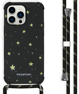 Imoshion Design hoesje met koord voor de Apple iPhone 14 Pro Max - Stars Gold Zwart - 6.7