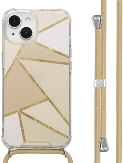 Imoshion Design hoesje met koord voor de Apple iPhone 15 - Beige Graphic Meerkleurig