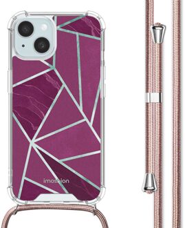 Imoshion Design hoesje met koord voor de Apple iPhone 15 - Bordeaux Graphic Meerkleurig