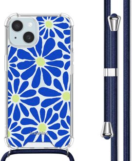 Imoshion Design hoesje met koord voor de Apple iPhone 15 - Cobalt Blue Flowers Connect Meerkleurig