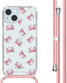 Imoshion Design hoesje met koord voor de Apple iPhone 15 - Crab Watercolor Meerkleurig