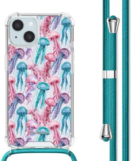 Imoshion Design hoesje met koord voor de Apple iPhone 15 - Jellyfish Watercolor Meerkleurig