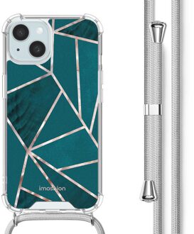 Imoshion Design hoesje met koord voor de Apple iPhone 15 - Petrol Green Graphic Meerkleurig