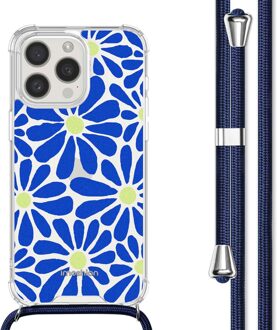 Imoshion Design hoesje met koord voor de Apple iPhone 15 Pro - Cobalt Blue Flowers Connect Meerkleurig