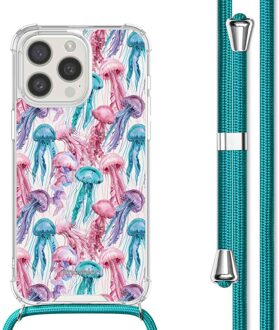 Imoshion Design hoesje met koord voor de Apple iPhone 15 Pro - Jellyfish Watercolor Meerkleurig