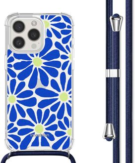 Imoshion Design hoesje met koord voor de Apple iPhone 15 Pro Max - Cobalt Blue Flowers Connect Meerkleurig
