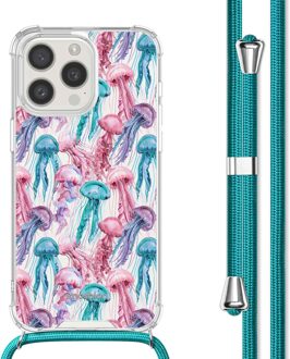 Imoshion Design hoesje met koord voor de Apple iPhone 15 Pro Max - Jellyfish Watercolor Meerkleurig