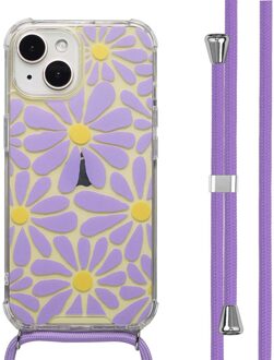Imoshion Design hoesje met koord voor de Apple iPhone 15 - Tropical Violet Flowers Connect Meerkleurig