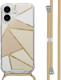 Imoshion Design hoesje met koord voor de Apple iPhone 16 - Beige Graphic Meerkleurig
