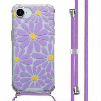Imoshion Design hoesje met koord voor de Apple iPhone 16e - Tropical Violet Flowers Connect Meerkleurig