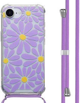 Imoshion Design hoesje met koord voor de Apple iPhone 16e - Tropical Violet Flowers Connect Meerkleurig