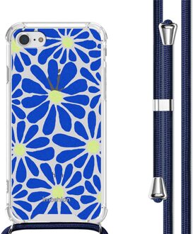 Imoshion Design hoesje met koord voor de Apple iPhone SE (2022 / 2020) / 8 / 7 - Cobalt Blue Flowers Connect Meerkleurig - 4.7