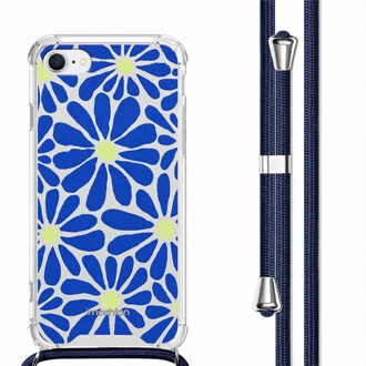 Imoshion Design hoesje met koord voor de Apple iPhone SE (2022 / 2020) / 8 / 7 - Cobalt Blue Flowers Connect Meerkleurig - 4.7