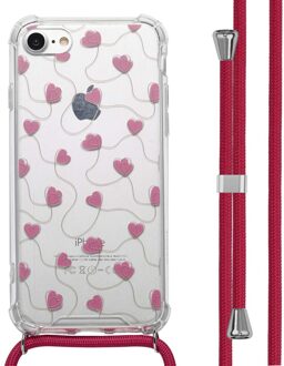 Imoshion Design hoesje met koord voor de Apple iPhone SE (2022 / 2020) / 8 / 7 - Dusty Rose Connected Hearts Meerkleurig - 4.7