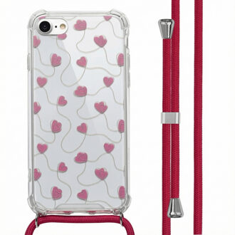 Imoshion Design hoesje met koord voor de Apple iPhone SE (2022 / 2020) / 8 / 7 - Dusty Rose Connected Hearts Meerkleurig - 4.7