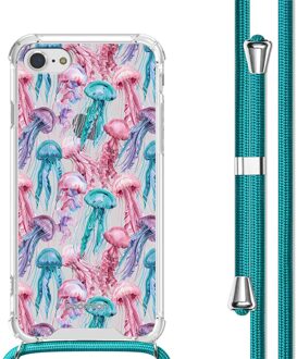 Imoshion Design hoesje met koord voor de Apple iPhone SE (2022 / 2020) / 8 / 7 - Jellyfish Watercolor Meerkleurig - 4.7