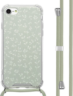 Imoshion Design hoesje met koord voor de Apple iPhone SE (2022 / 2020) / 8 / 7 - Smoke Green Flowers Meerkleurig - 4.7