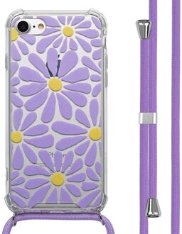 Imoshion Design hoesje met koord voor de Apple iPhone SE (2022 / 2020) / 8 / 7 - Tropical Violet Flowers Connect Meerkleurig - 4.7