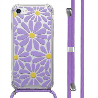 Imoshion Design hoesje met koord voor de Apple iPhone SE (2022 / 2020) / 8 / 7 - Tropical Violet Flowers Connect Meerkleurig - 4.7