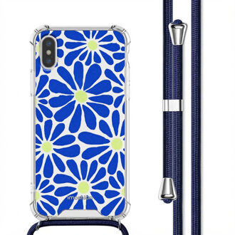 Imoshion Design hoesje met koord voor de Apple iPhone X / Xs - Cobalt Blue Flowers Connect Meerkleurig - 5.8