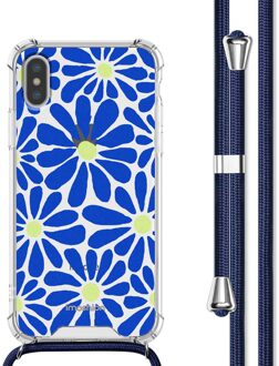 Imoshion Design hoesje met koord voor de Apple iPhone X / Xs - Cobalt Blue Flowers Connect Meerkleurig - 5.8