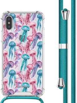 Imoshion Design hoesje met koord voor de Apple iPhone X / Xs - Jellyfish Watercolor Meerkleurig - 5.8