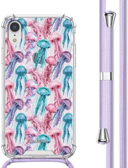 Imoshion Design hoesje met koord voor de Apple iPhone Xr - Jellyfish Watercolor Meerkleurig - 6.1