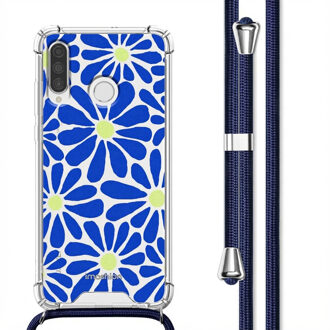 Imoshion Design hoesje met koord voor de Huawei P30 Lite - Cobalt Blue Flowers Connect Meerkleurig