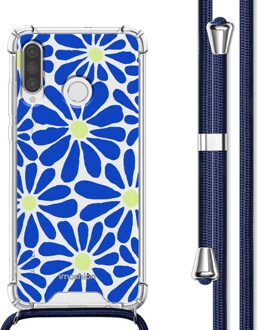 Imoshion Design hoesje met koord voor de Huawei P30 Lite - Cobalt Blue Flowers Connect Meerkleurig