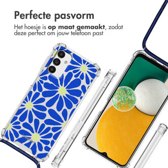 Imoshion Design hoesje met koord voor de Samsung Galaxy A13 (5G) - Cobalt Blue Flowers Connect Meerkleurig