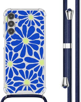 Imoshion Design hoesje met koord voor de Samsung Galaxy A14 (5G/4G) - Cobalt Blue Flowers Connect Meerkleurig
