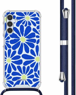 Imoshion Design hoesje met koord voor de Samsung Galaxy A15 (5G/4G) - Cobalt Blue Flowers Connect Meerkleurig