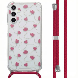 Imoshion Design hoesje met koord voor de Samsung Galaxy A15 (5G) - Dusty Rose Connected Hearts Meerkleurig