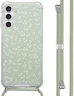 Imoshion Design hoesje met koord voor de Samsung Galaxy A15 (5G) - Smoke Green Flowers Meerkleurig