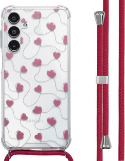 Imoshion Design hoesje met koord voor de Samsung Galaxy A16 - Dusty Rose Connected Hearts Meerkleurig