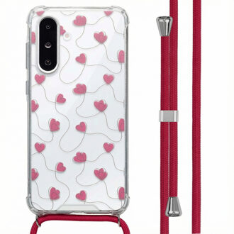 Imoshion Design hoesje met koord voor de Samsung Galaxy A26 - Dusty Rose Connected Hearts Meerkleurig
