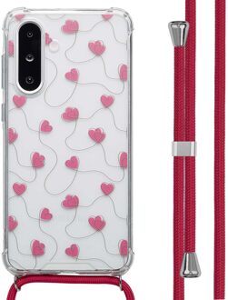 Imoshion Design hoesje met koord voor de Samsung Galaxy A26 - Dusty Rose Connected Hearts Meerkleurig