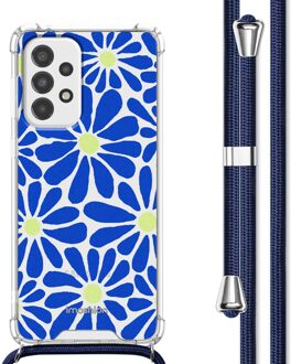 Imoshion Design hoesje met koord voor de Samsung Galaxy A33 - Cobalt Blue Flowers Connect Meerkleurig