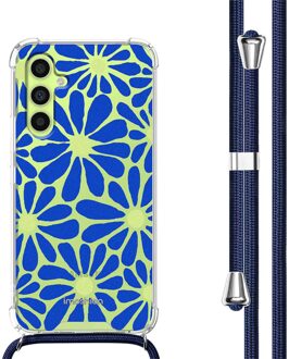 Imoshion Design hoesje met koord voor de Samsung Galaxy A34 (5G) - Cobalt Blue Flowers Connect Meerkleurig