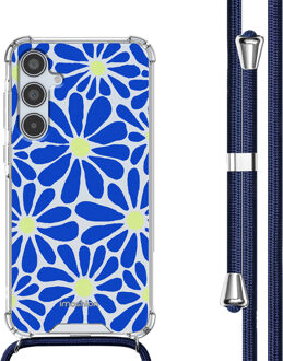 Imoshion Design hoesje met koord voor de Samsung Galaxy A35 - Cobalt Blue Flowers Connect Meerkleurig