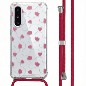 Imoshion Design hoesje met koord voor de Samsung Galaxy A36 - Dusty Rose Connected Hearts Meerkleurig