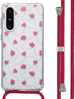 Imoshion Design hoesje met koord voor de Samsung Galaxy A36 - Dusty Rose Connected Hearts Meerkleurig