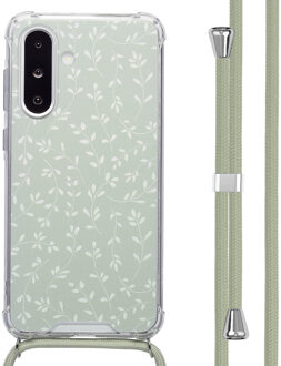 Imoshion Design hoesje met koord voor de Samsung Galaxy A36 - Smoke Green Flowers Meerkleurig