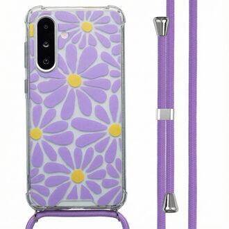 Imoshion Design hoesje met koord voor de Samsung Galaxy A36 - Tropical Violet Flowers Connect Meerkleurig