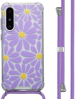 Imoshion Design hoesje met koord voor de Samsung Galaxy A36 - Tropical Violet Flowers Connect Meerkleurig