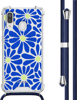 Imoshion Design hoesje met koord voor de Samsung Galaxy A40 - Cobalt Blue Flowers Connect Meerkleurig - 5.9